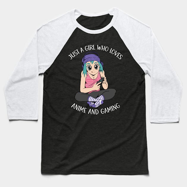 Just A Girl Who Loves Anime And Gaming Baseball T-Shirt by OnepixArt